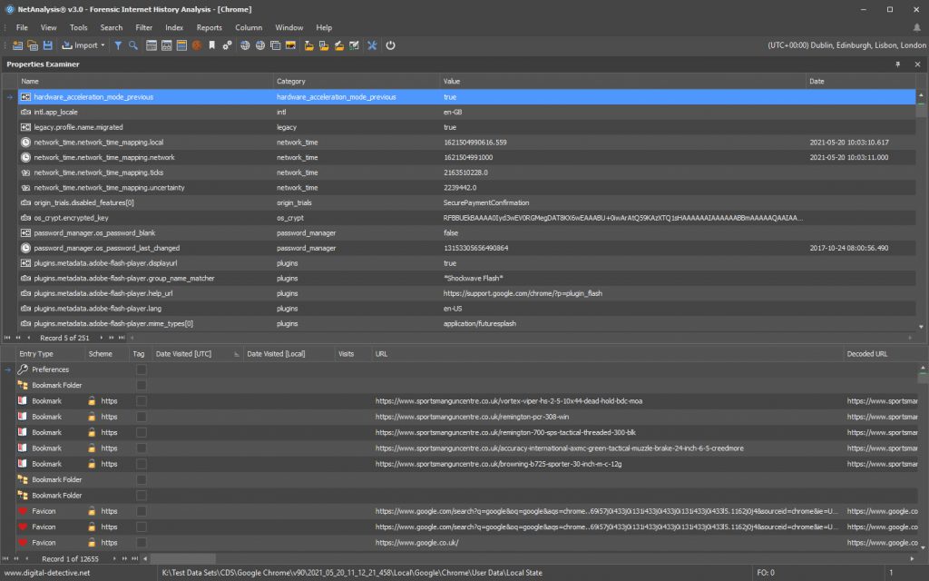 NetAnalysis Properties Examiner